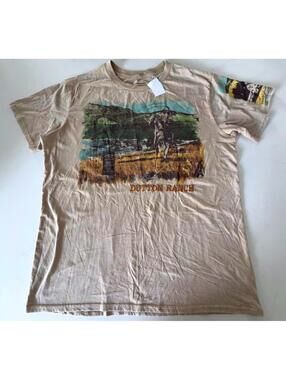 Yellowstone Dutton Ranch Tan Crew Neck T-Shirt Men Size XL